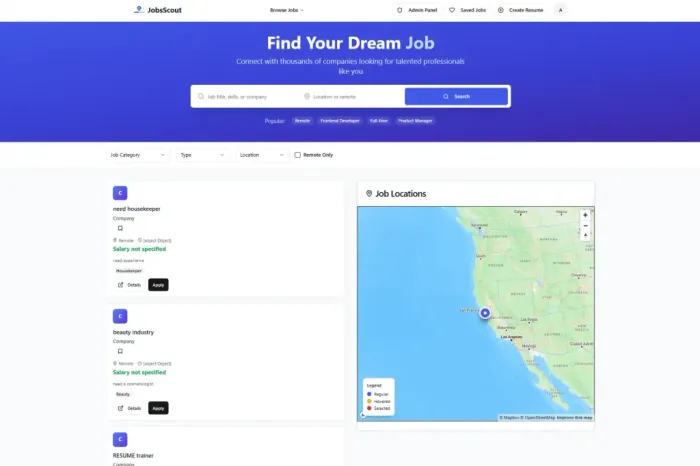 JobsScout — платформа для поиска работы и сделок
